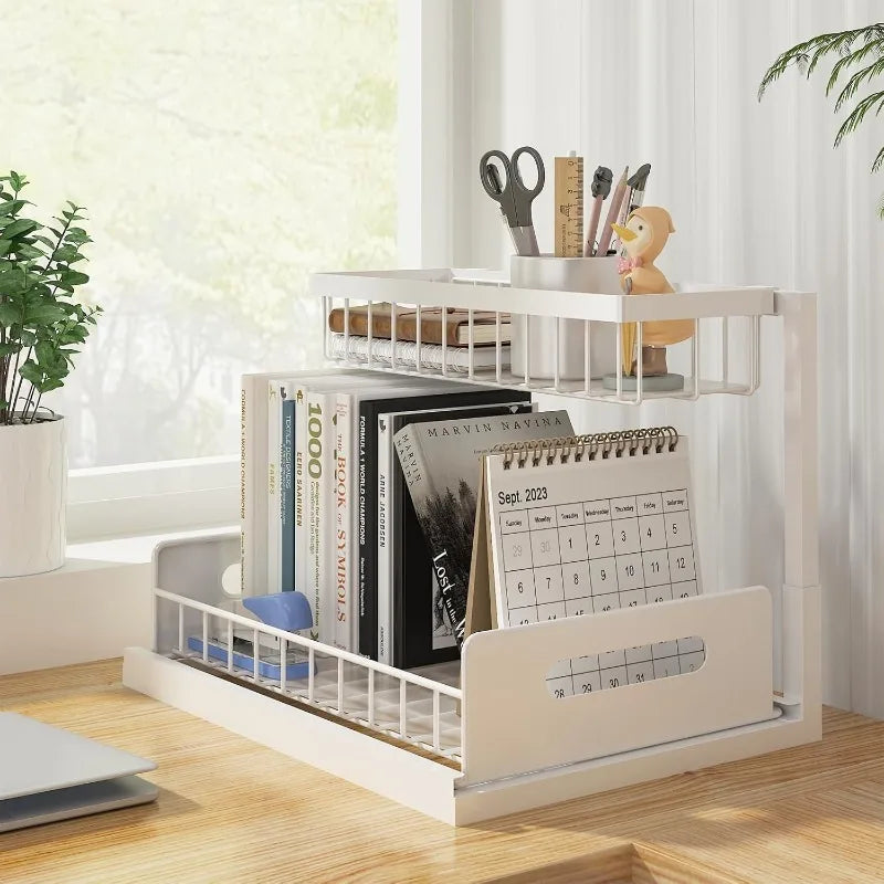 2-Tier Under Sink Organizer with Pull-Out Sliding Drawers