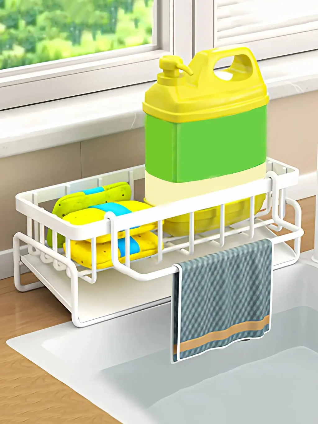 Kitchen Sink Sponge Holder with Divider Storage Organizer