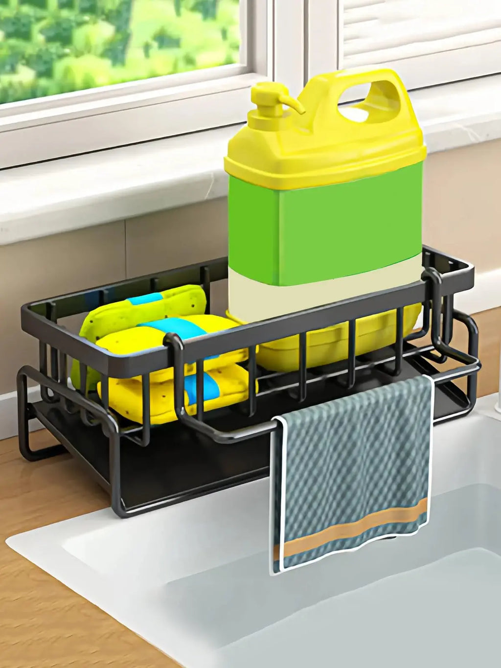 Kitchen Sink Sponge Holder with Divider Storage Organizer