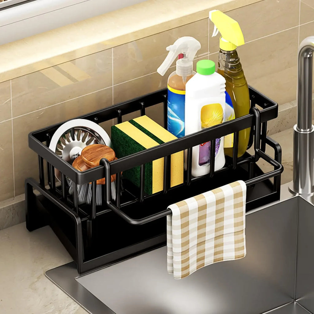 Kitchen Sink Sponge Holder with Divider Storage Organizer