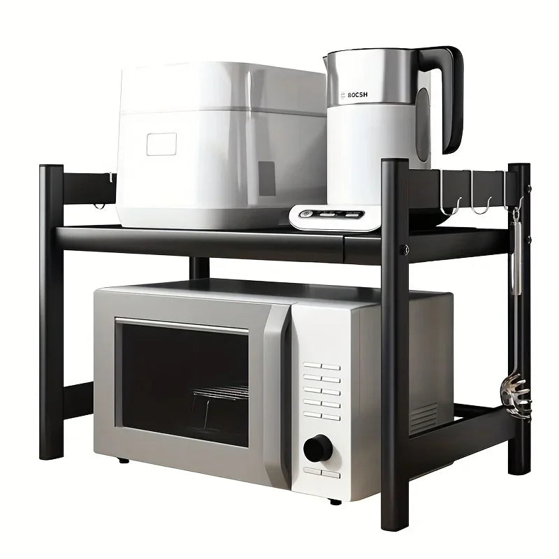 Expandable Microwave Oven Storage Shelf for Kitchen Counter