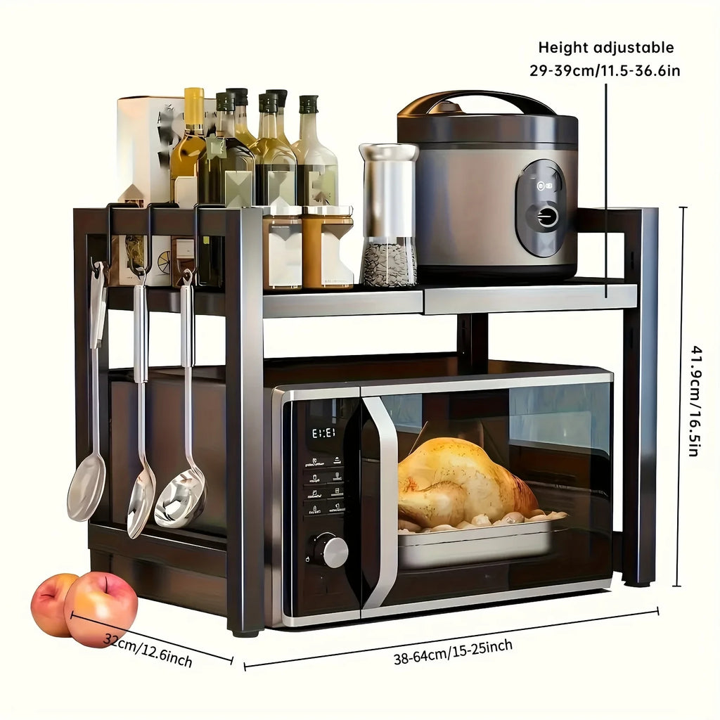 Expandable Microwave Oven Storage Shelf for Kitchen Counter