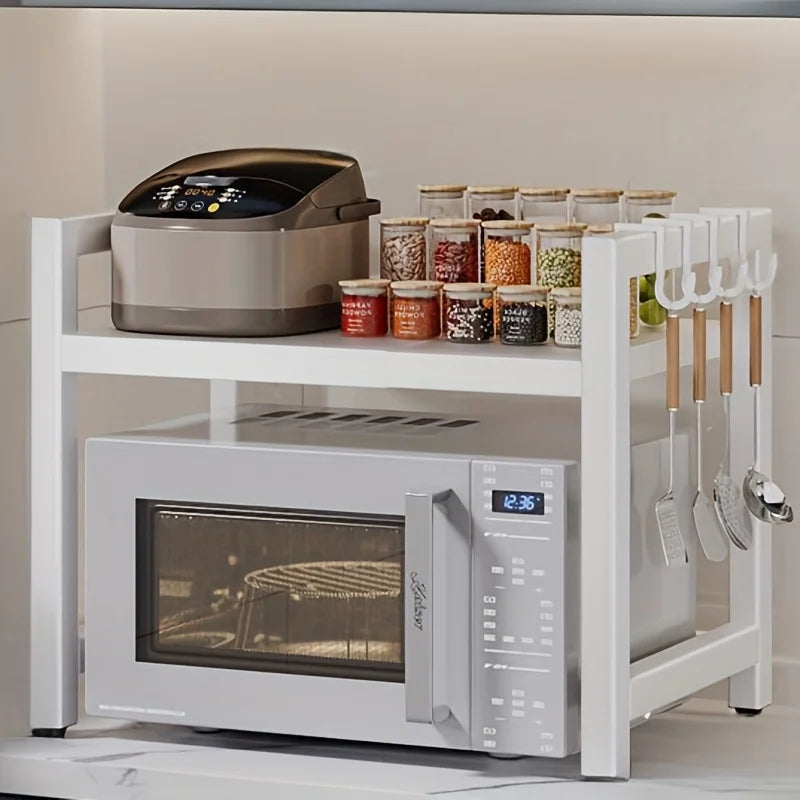 Expandable Microwave Oven Storage Shelf for Kitchen Counter