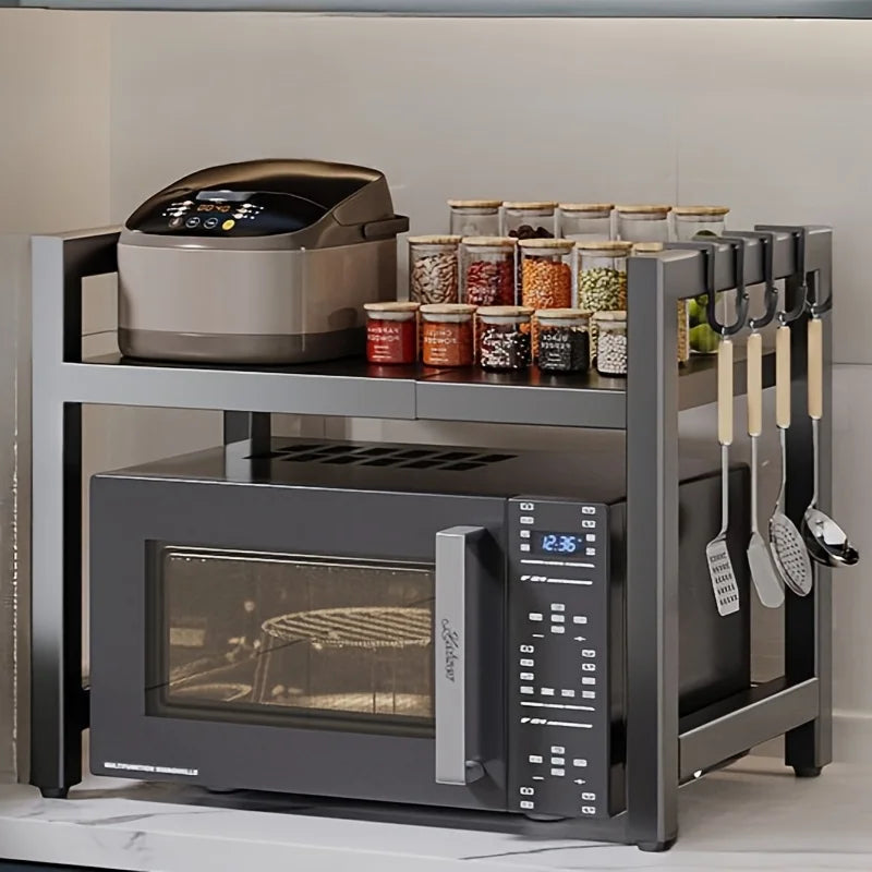 Expandable Microwave Oven Storage Shelf for Kitchen Counter