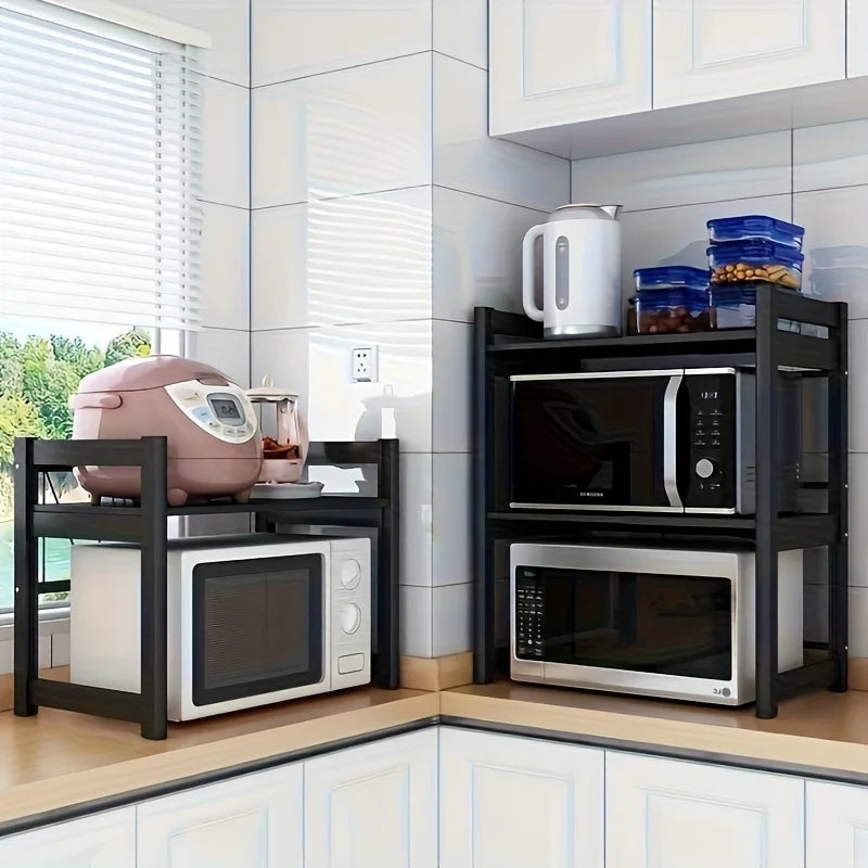 Expandable Microwave Oven Storage Shelf for Kitchen Counter