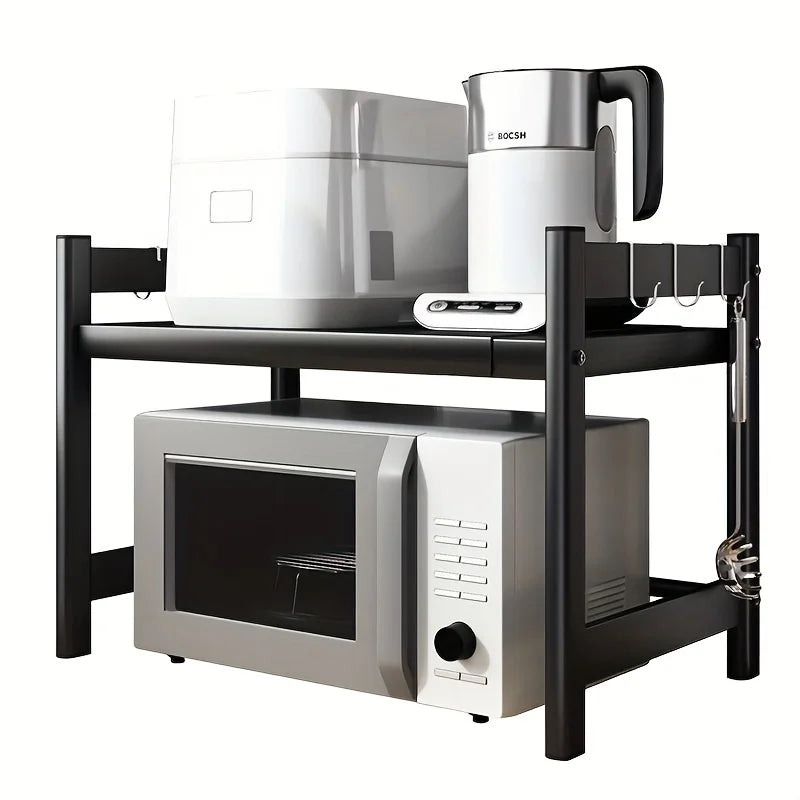 Expandable Microwave Oven Storage Shelf for Kitchen Counter