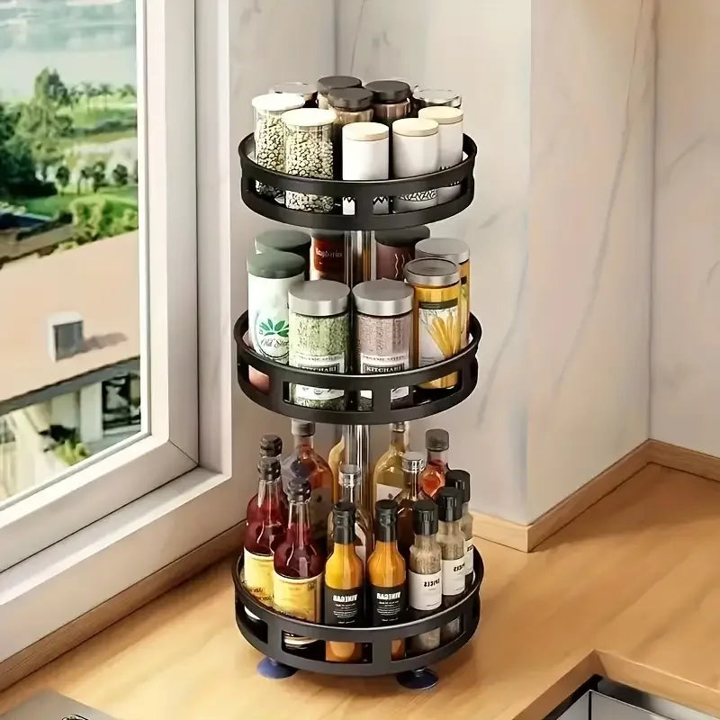 360° Rotating Spice Rack Organizer with Non-Slip Base