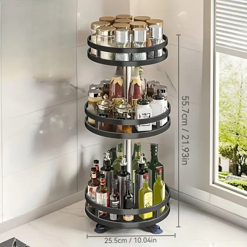 360° Rotating Spice Rack Organizer with Non-Slip Base