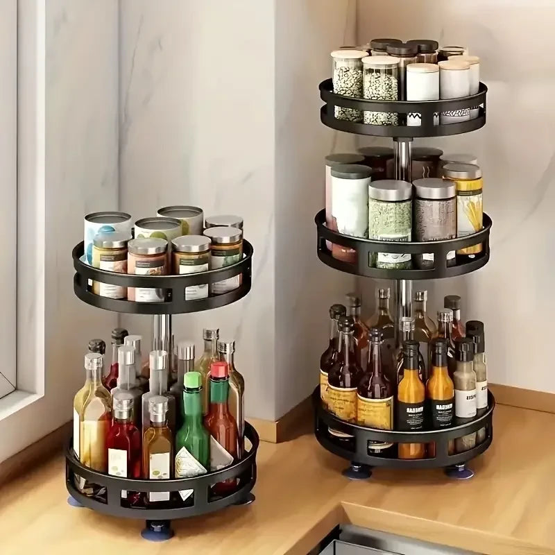 360° Rotating Spice Rack Organizer with Non-Slip Base