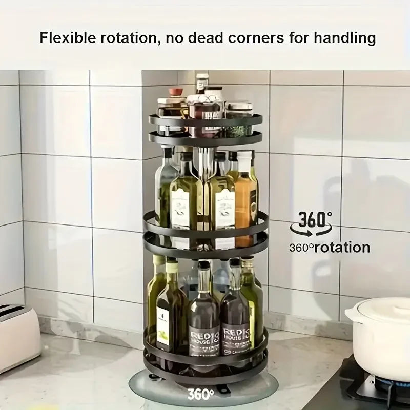 360° Rotating Spice Rack Organizer with Non-Slip Base