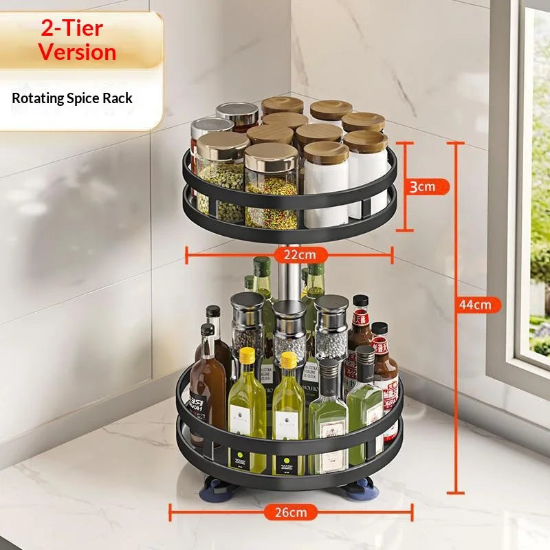360° Rotating Spice Rack Organizer with Non-Slip Base