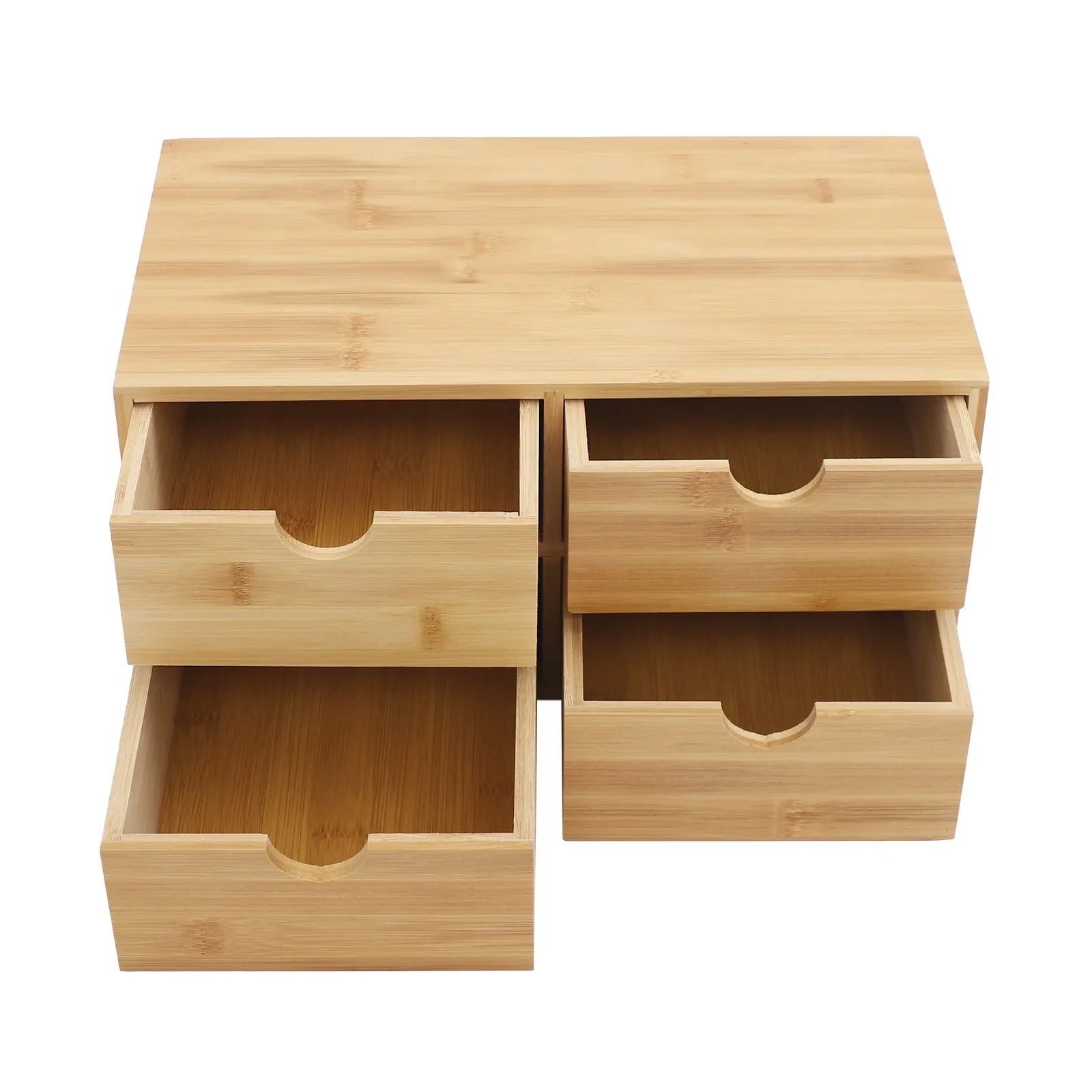 Bamboo Desk Organizer with 4 Drawers for Home & Office