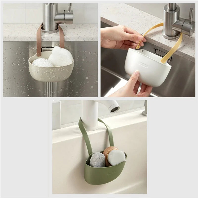 Adjustable Kitchen Sink Sponge Holder & Drain Basket