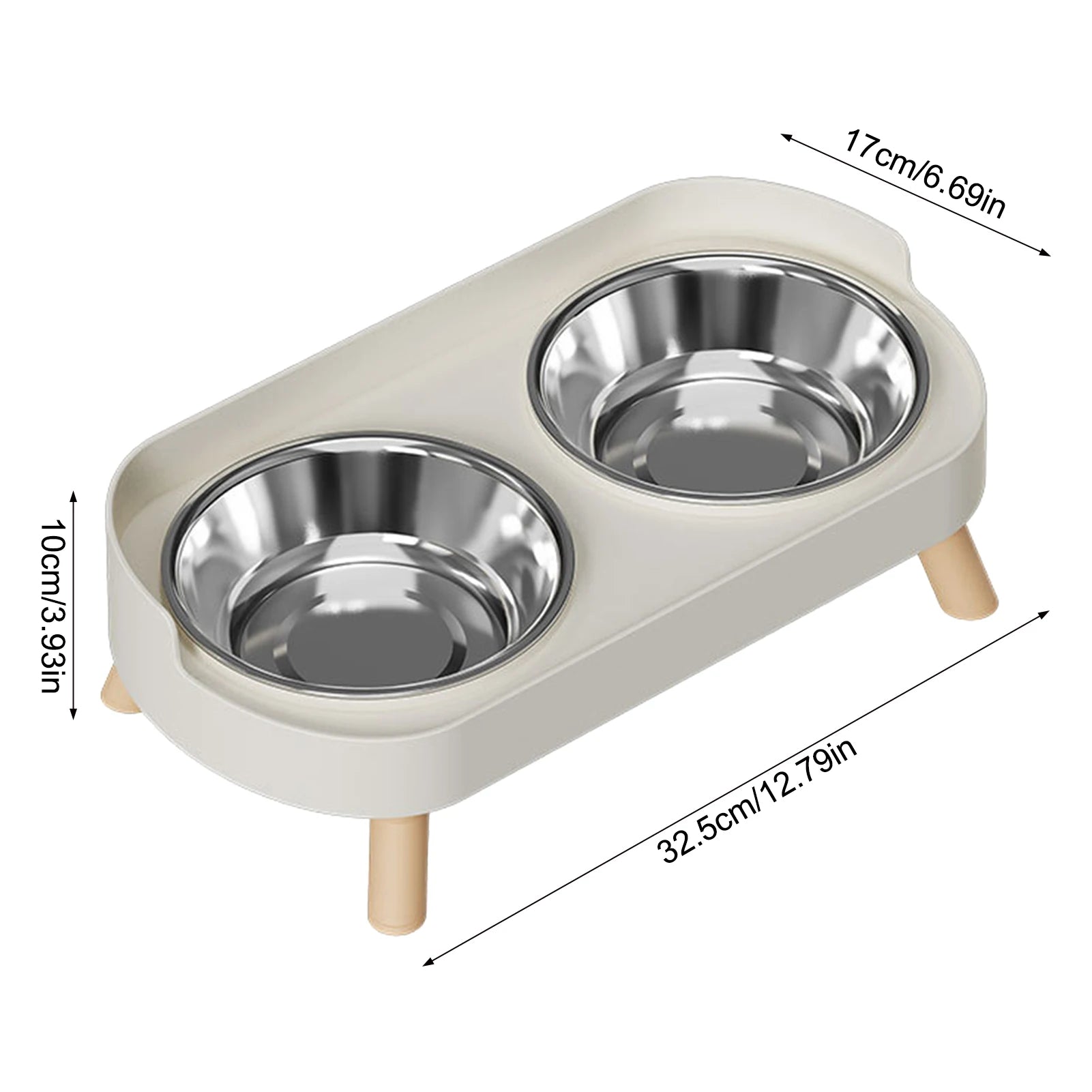 Elevated Stainless Steel Double Pet Bowl with Non-Slip Base