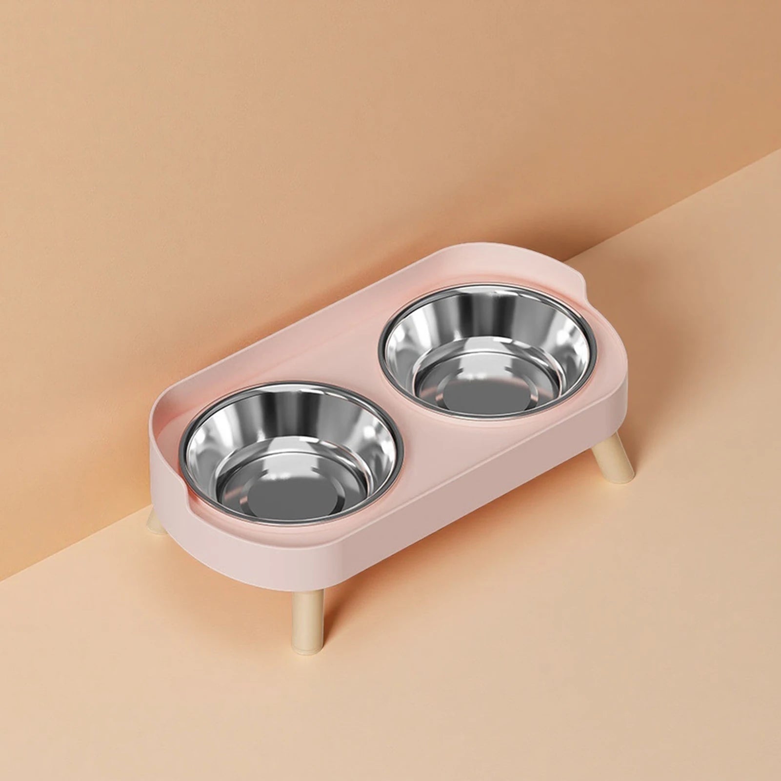 Elevated Stainless Steel Double Pet Bowl with Non-Slip Base