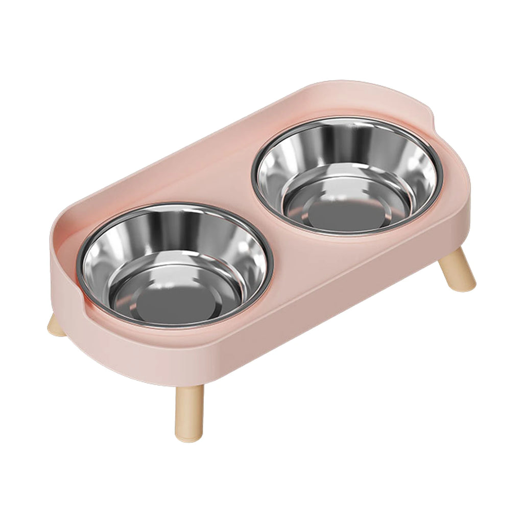 Elevated Stainless Steel Double Pet Bowl with Non-Slip Base