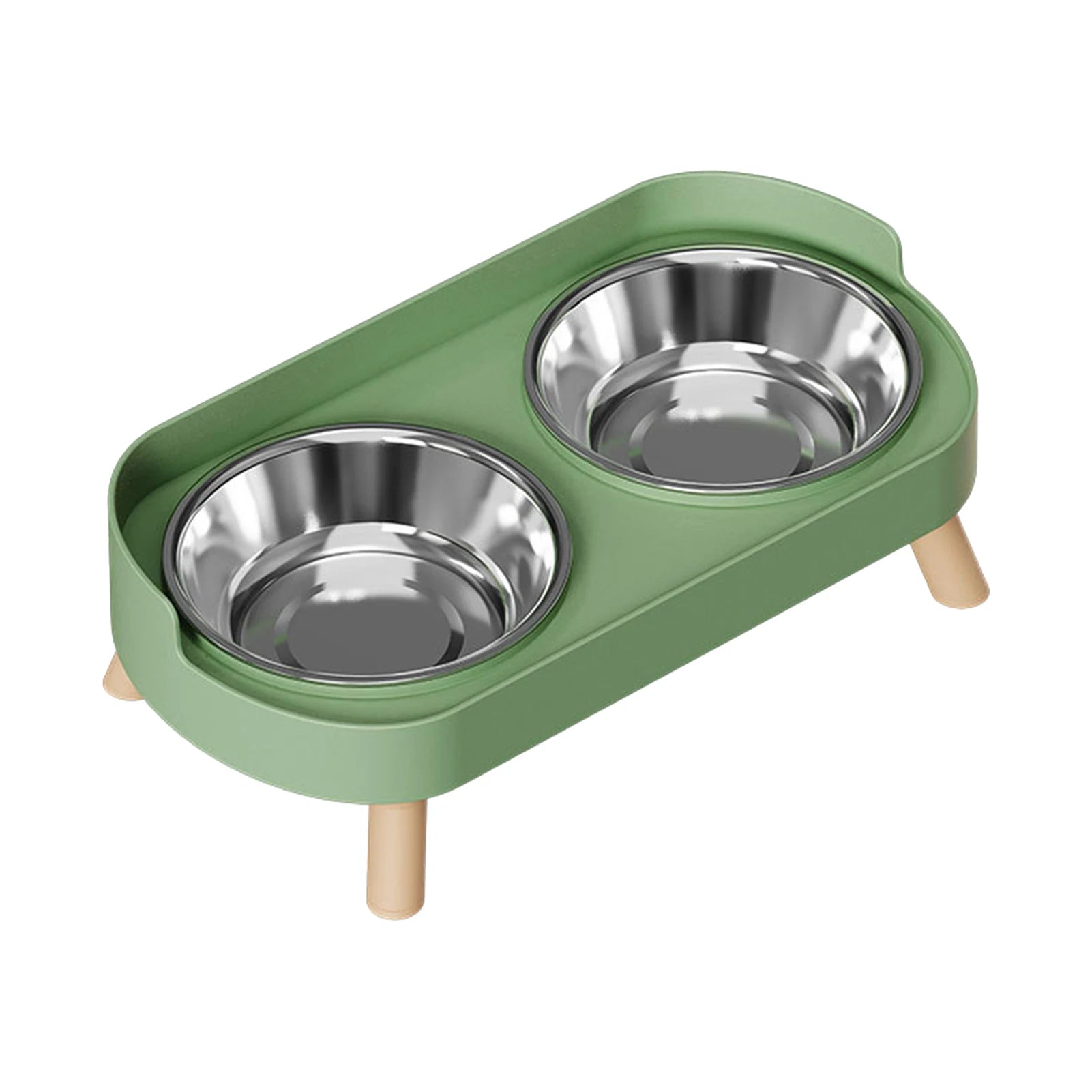 Elevated Stainless Steel Double Pet Bowl with Non-Slip Base