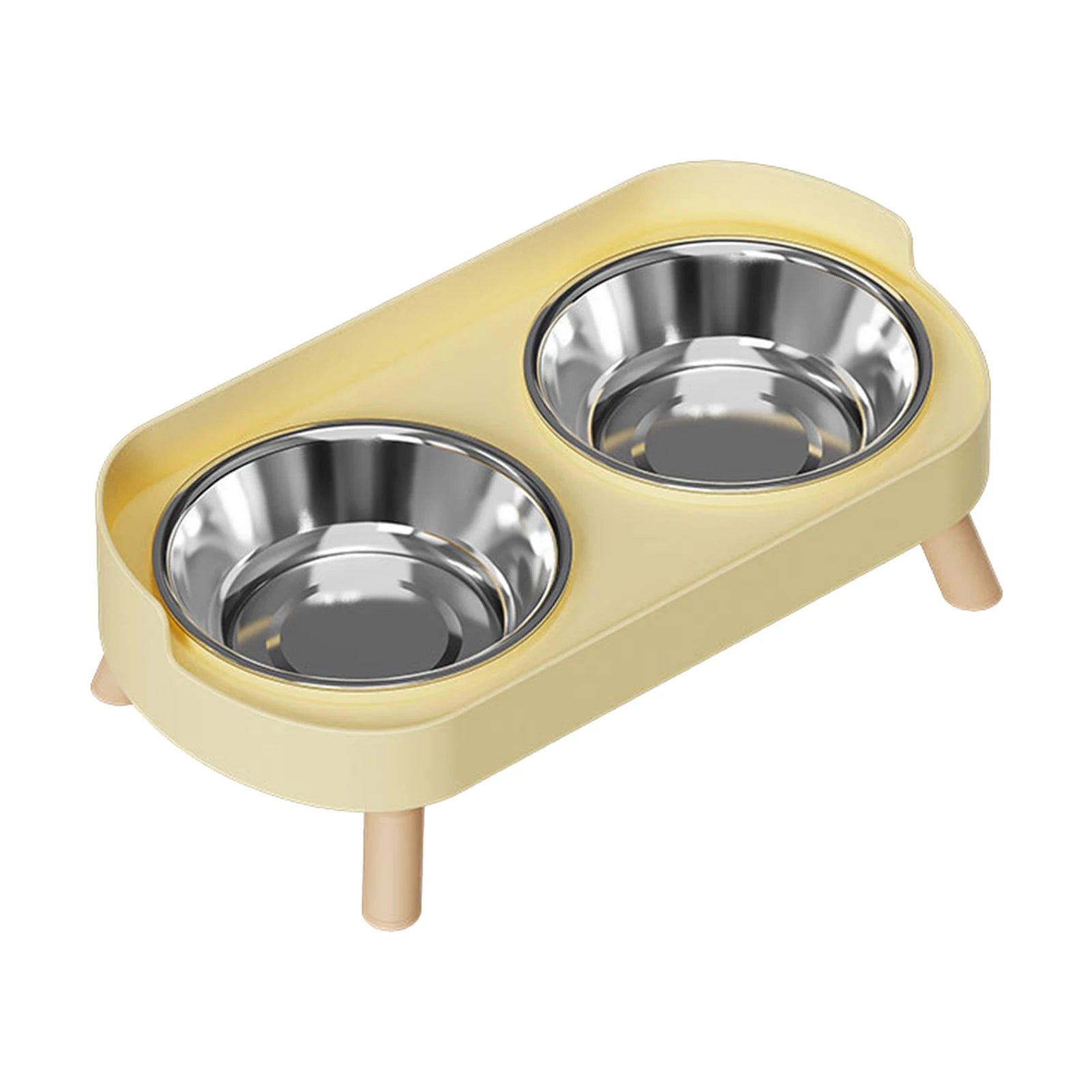 Elevated Stainless Steel Double Pet Bowl with Non-Slip Base