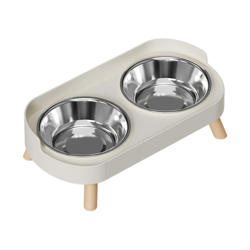 Elevated Stainless Steel Double Pet Bowl with Non-Slip Base