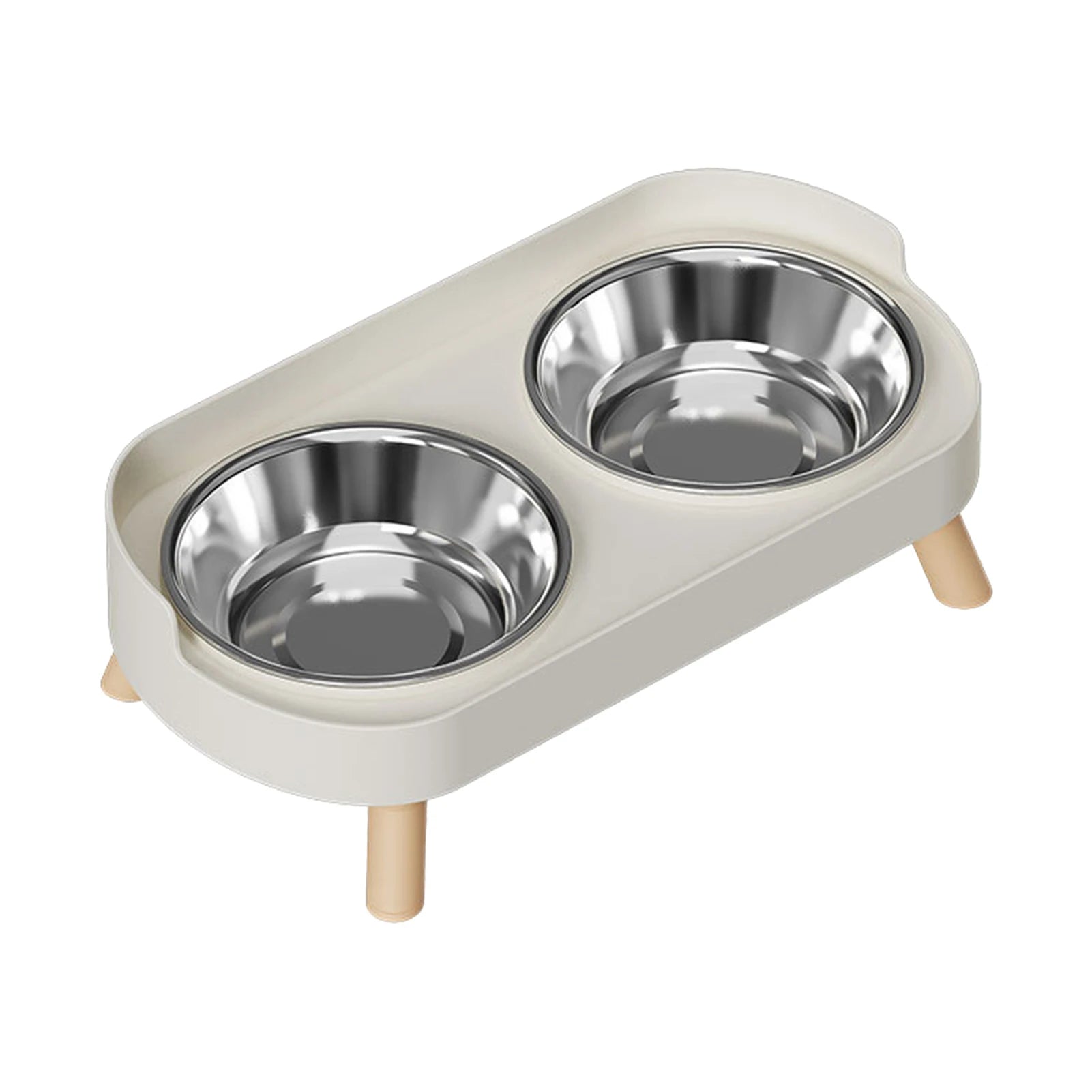Elevated Stainless Steel Double Pet Bowl with Non-Slip Base