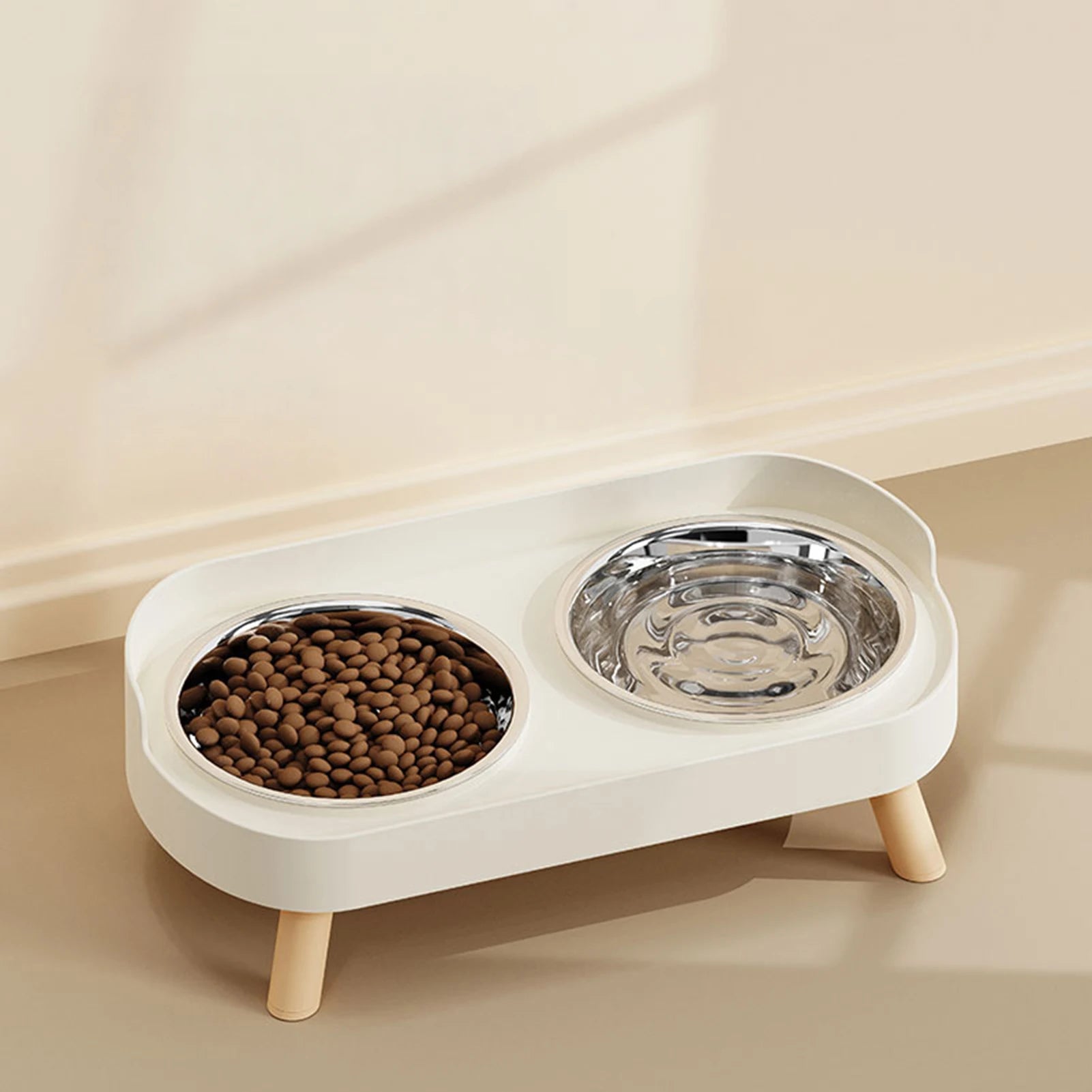 Elevated Stainless Steel Double Pet Bowl with Non-Slip Base