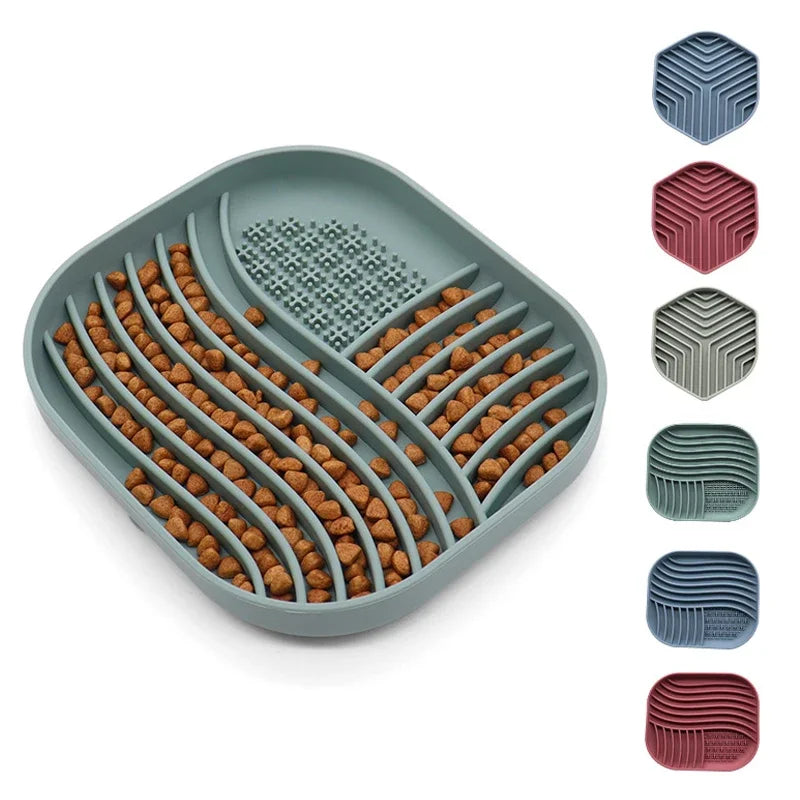 Silicone Slow Feeder Bowl for Dogs & Cats with Suction Base