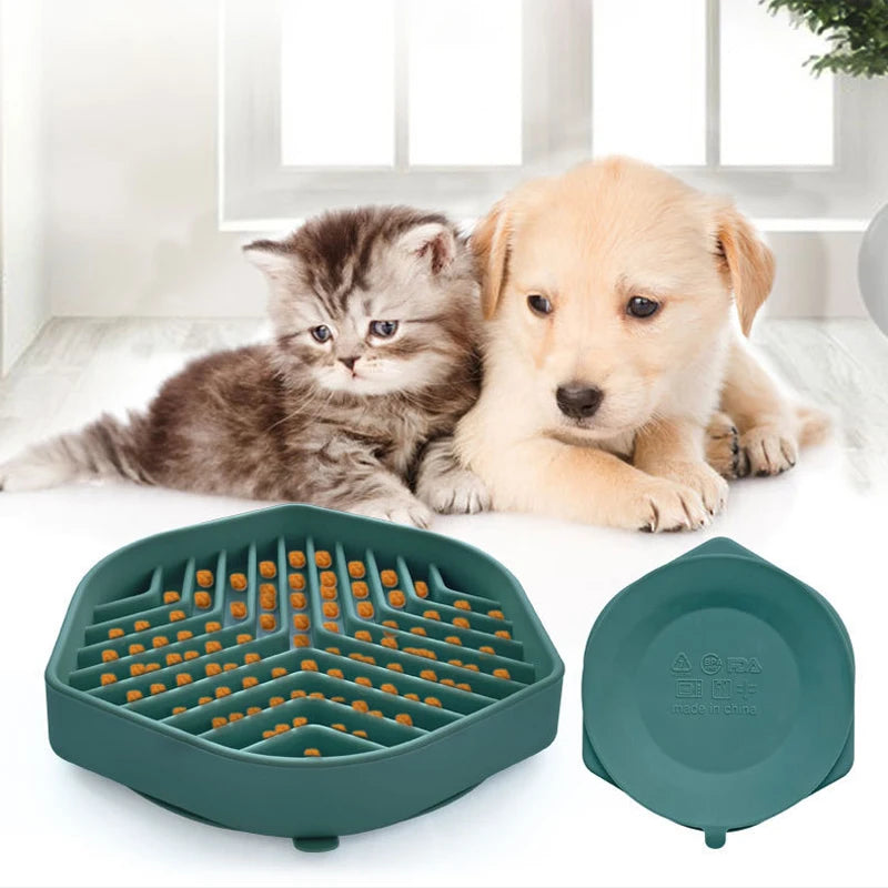 Silicone Slow Feeder Bowl for Dogs & Cats with Suction Base
