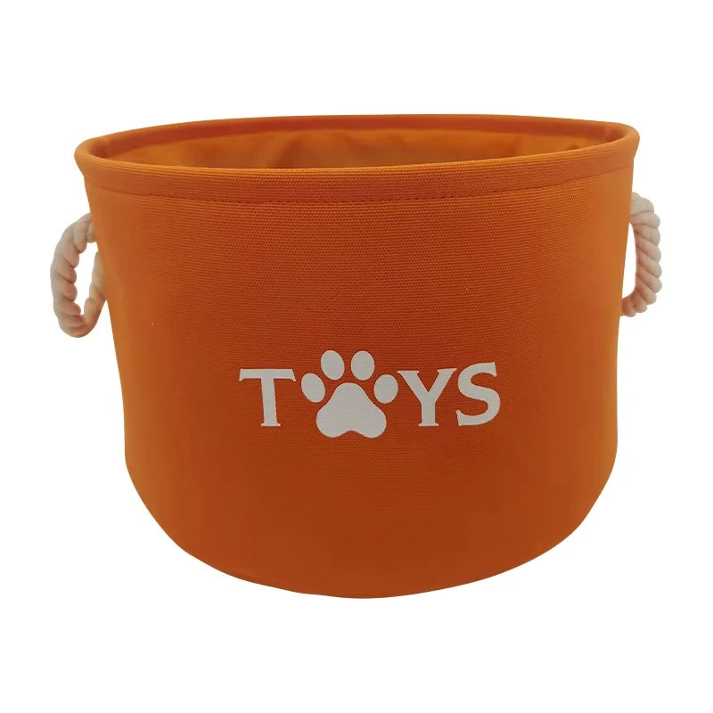Foldable Pet Toy Storage Basket with Handles