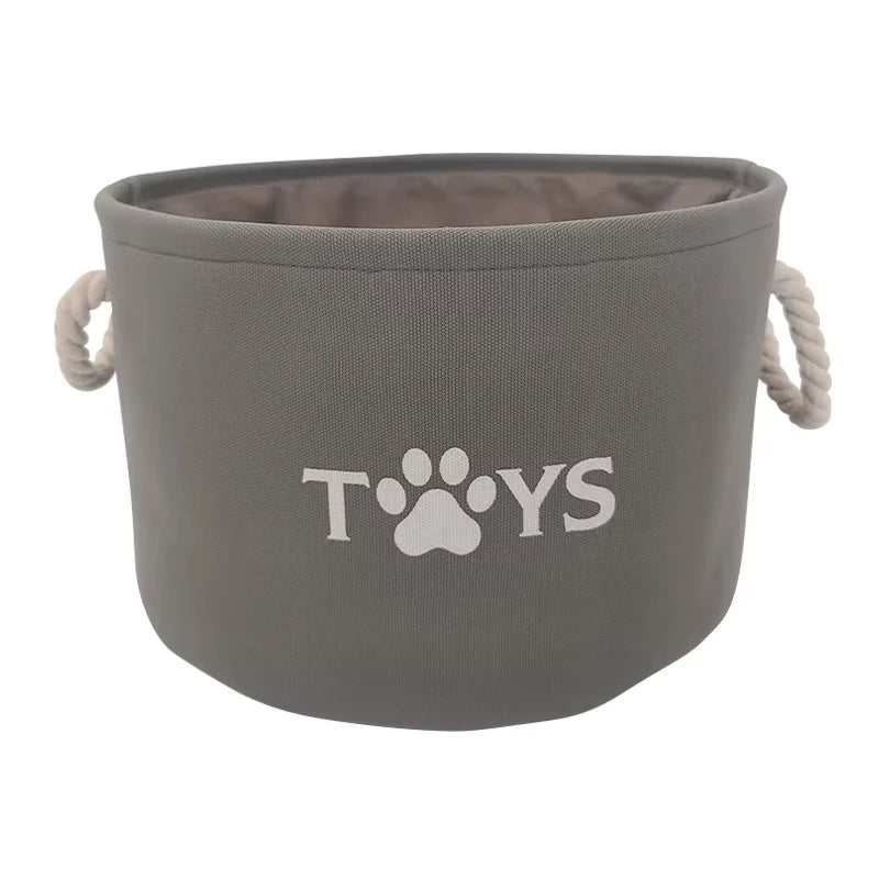 Foldable Pet Toy Storage Basket with Handles
