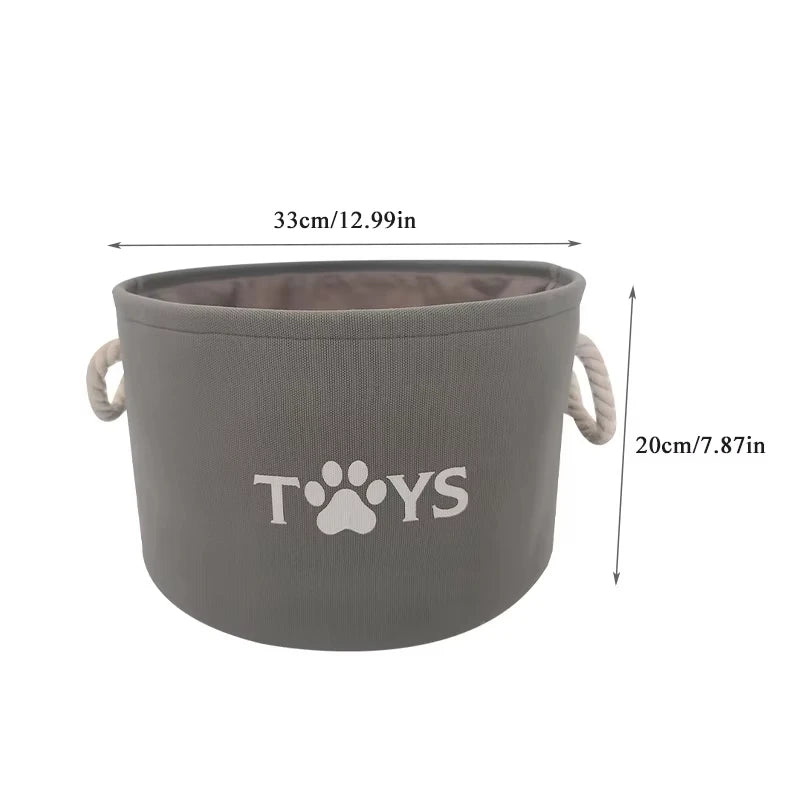 Foldable Pet Toy Storage Basket with Handles
