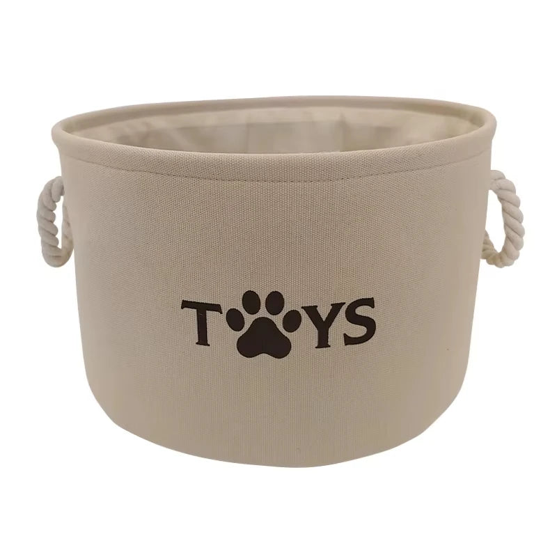 Foldable Pet Toy Storage Basket with Handles