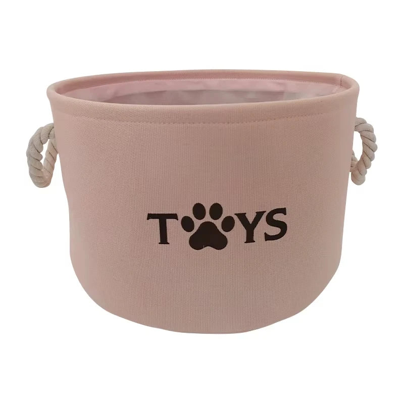 Foldable Pet Toy Storage Basket with Handles